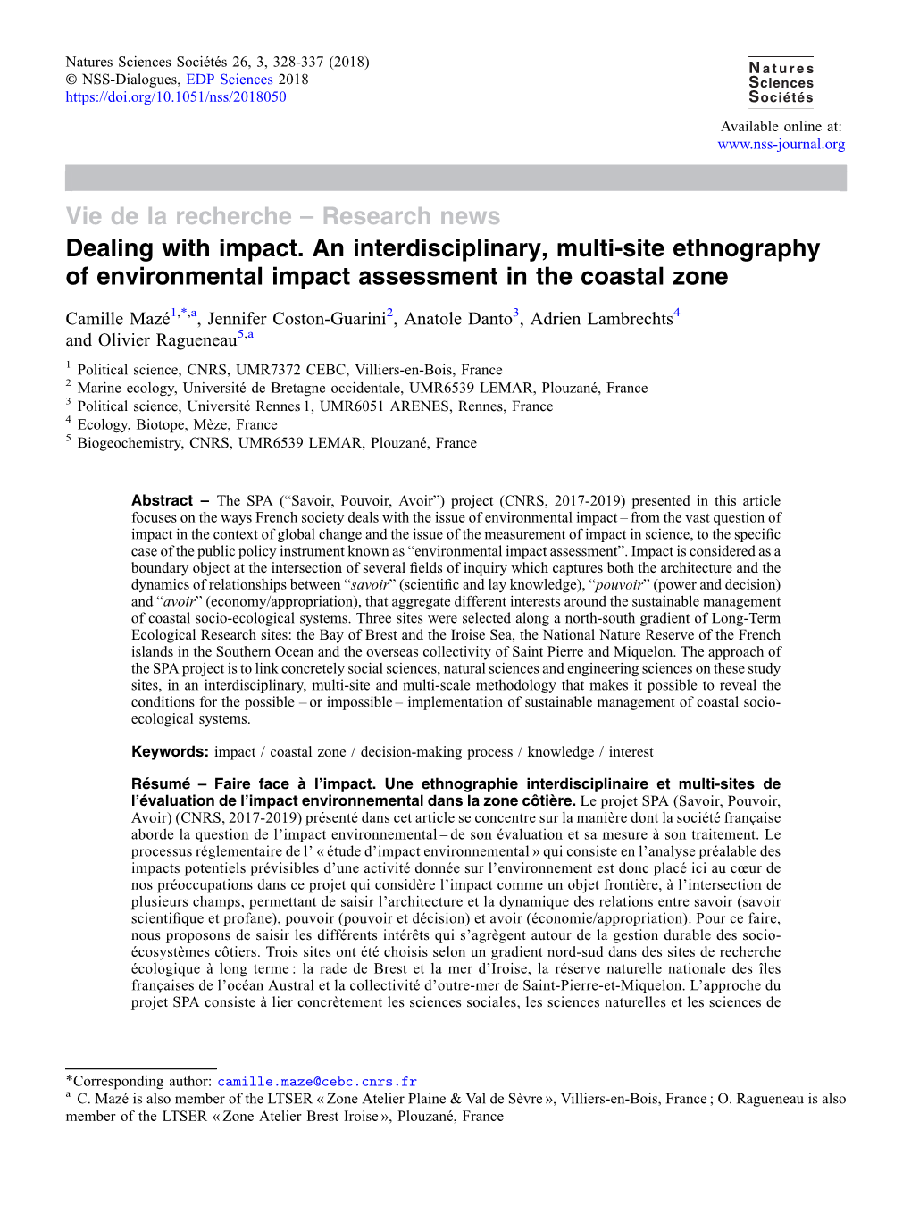 Dealing with Impact. an Interdisciplinary, Multi-Site Ethnography of Environmental Impact Assessment in the Coastal Zone