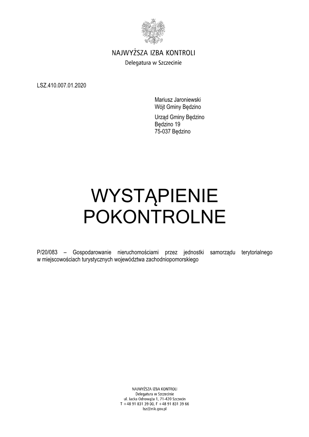 Wystąpienie Pokontrolne