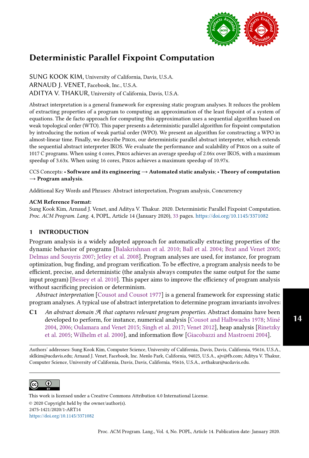 Deterministic Parallel Fixpoint Computation