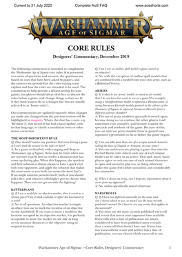 CORE RULES Designers’ Commentary, December 2019
