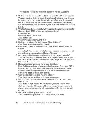 Noblesville High School Band Frequently Asked Questions