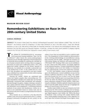 Remembering Exhibitions on Race in the 20Th-Century United States