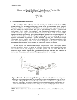 Kinetics and Muscle Modeling of a Single Degree of Freedom Joint Part II: Spindles and Sensory Neurons