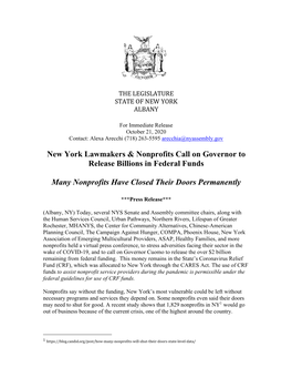 New York Lawmakers & Nonprofits Call on Governor to Release