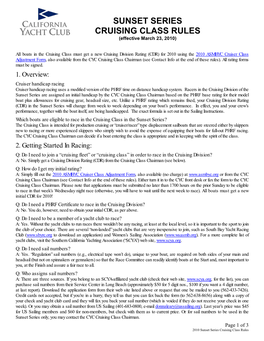 SUNSET SERIES CRUISING CLASS RULES (Effective March 23, 2010)