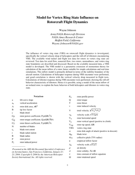 Model for Vortex Ring State Influence on Rotorcraft Flight Dynamics