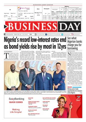 Nigeria's Record Low-Interest Rates End As Bond Yields Rise by Most in 12Yrs