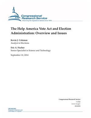 The Help America Vote Act and Election Administration: Overview and Issues