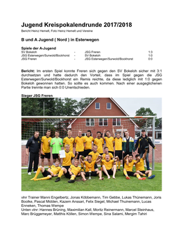 Jugend Kreispokalendrunde 2017/2018 Bericht Heinz Hemelt, Foto Heinz Hemelt Und Vereine