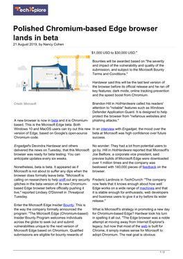 Polished Chromium-Based Edge Browser Lands in Beta 21 August 2019, by Nancy Cohen