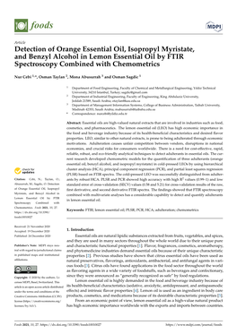 Detection of Orange Essential Oil, Isopropyl Myristate, and Benzyl Alcohol in Lemon Essential Oil by FTIR Spectroscopy Combined with Chemometrics