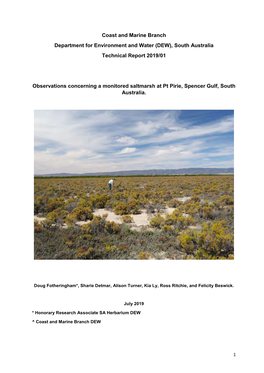Observations Concerning a Monitored Saltmarsh at Pt Pirie, Spencer Gulf, South Australia