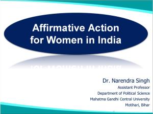 Affirmative Action for Women in India by Dr Narendra Singh