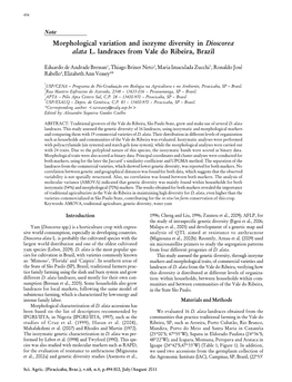 Morphological Variation and Isozyme Diversity in Dioscorea Alata L