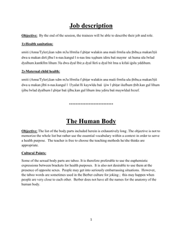 Job Description the Human Body