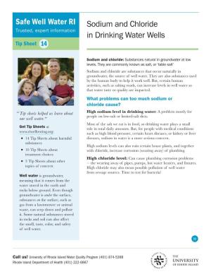 Sodium and Chloride in Drinking Water Wells Tip Sheet 14