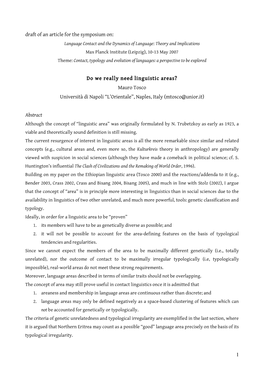 1 Draft of an Article for the Symposium On: Do We Really Need Linguistic