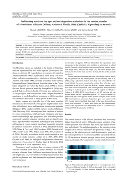 And Sex-Dependent Variations in the Venom Proteins of Montivipera Albizona (Nilson, Andrén & Flärdh, 1990) (Ophidia: Viperidae) in Anatolia