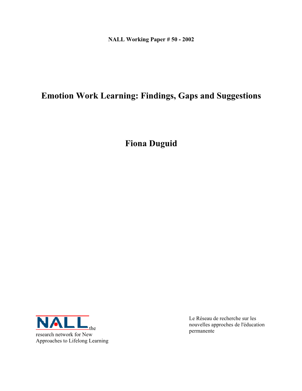 Emotion Work Learning: Findings, Gaps and Suggestions