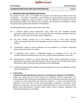 Classification Plan and Selection Process 1.1.11