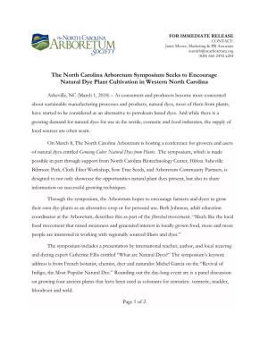 The North Carolina Arboretum Symposium Seeks to Encourage Natural Dye Plant Cultivation in Western North Carolina