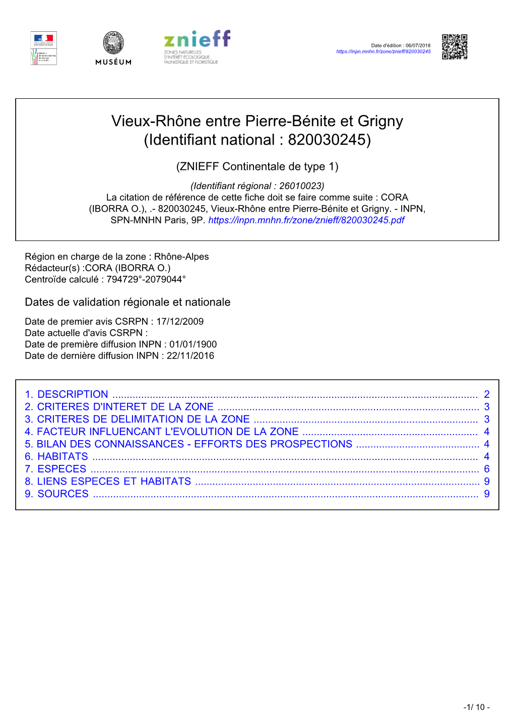 Vieux-Rhône Entre Pierre-Bénite Et Grigny (Identifiant National : 820030245)