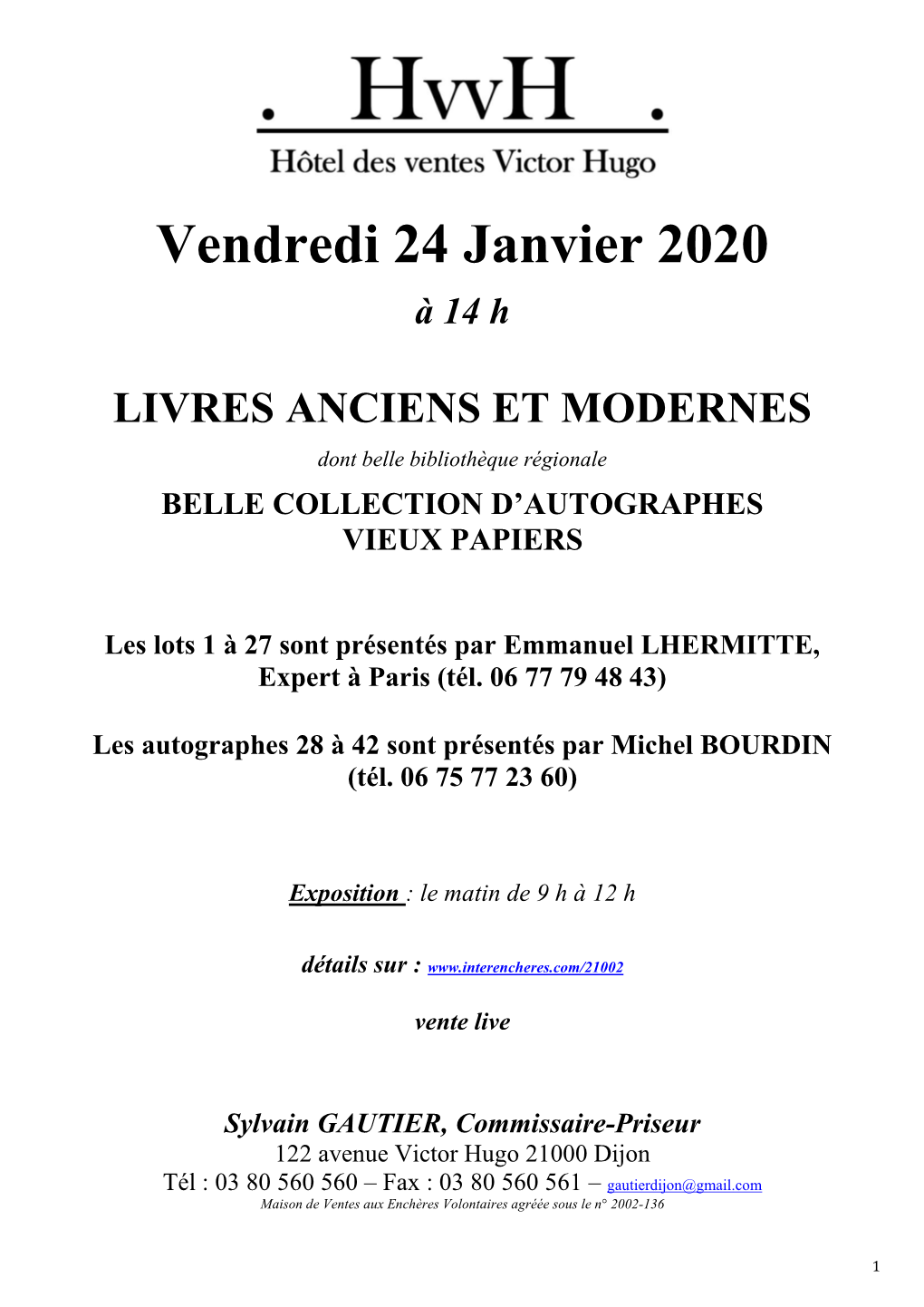 Vendredi 24 Janvier 2020