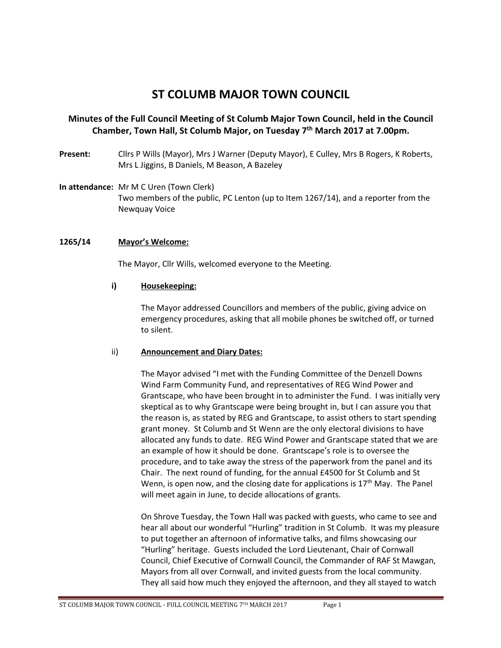 St Columb Major Town Council