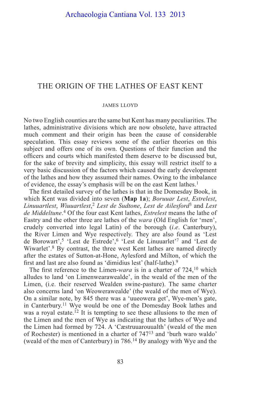 The Origin of the Lathes of East Kent