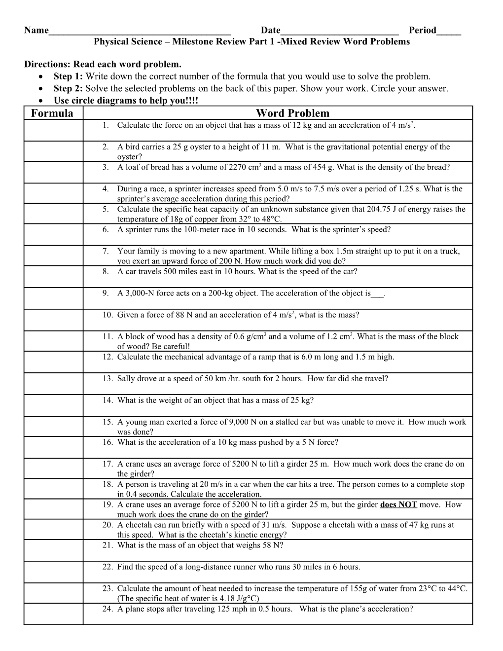 Motion Problems Speed, Velocity and Momentum Problems