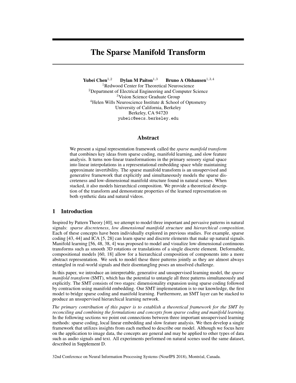 The Sparse Manifold Transform