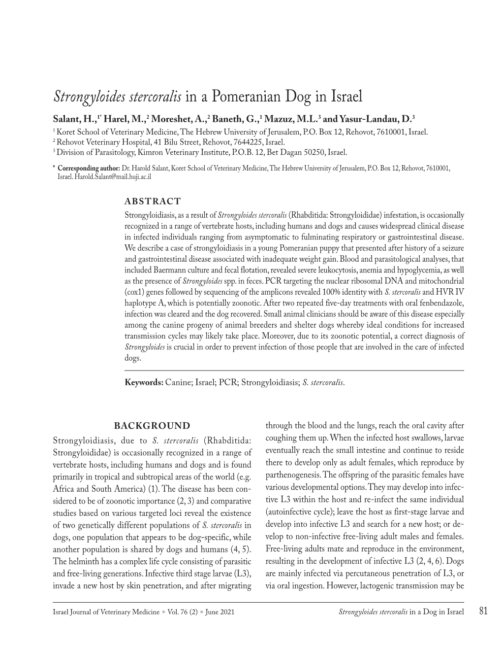 Strongyloides Stercoralis