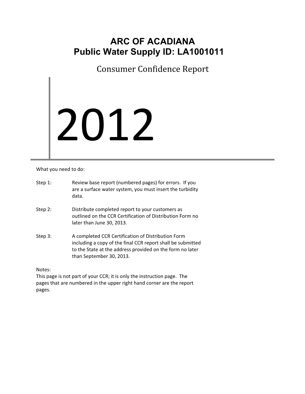 Public Water Supply ID: LA1001011