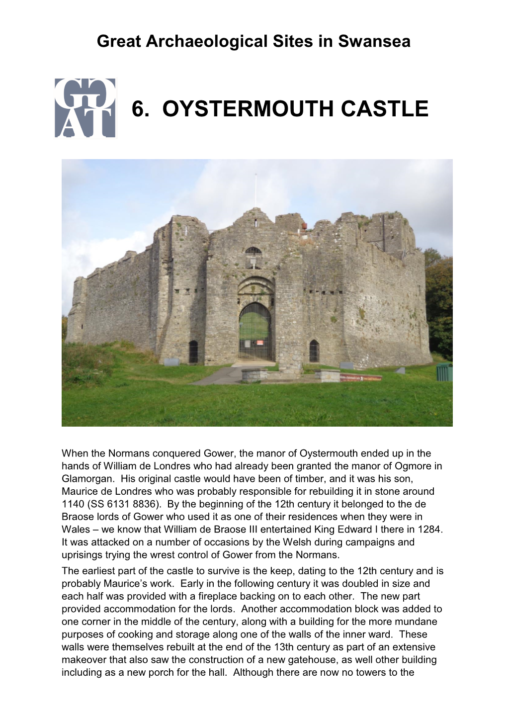 6. Oystermouth Castle