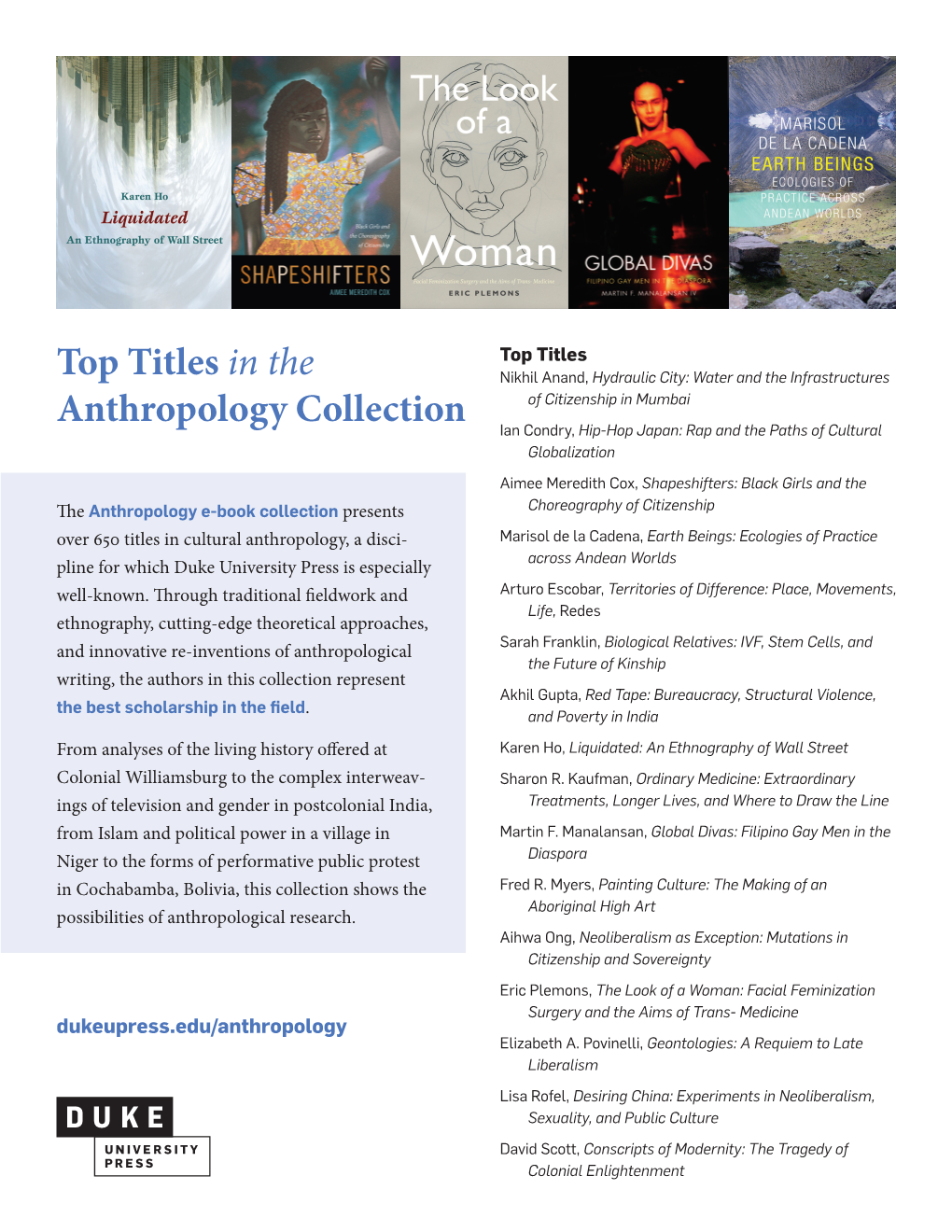 Top Titles in the Anthropology Collection