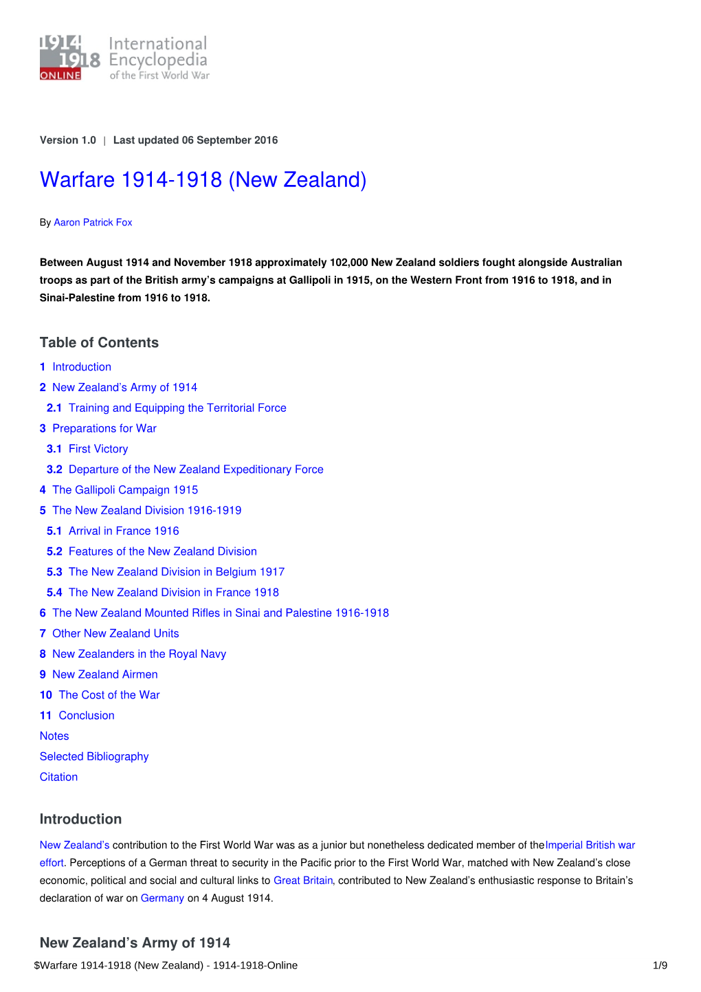 Warfare 1914-1918 (New Zealand)