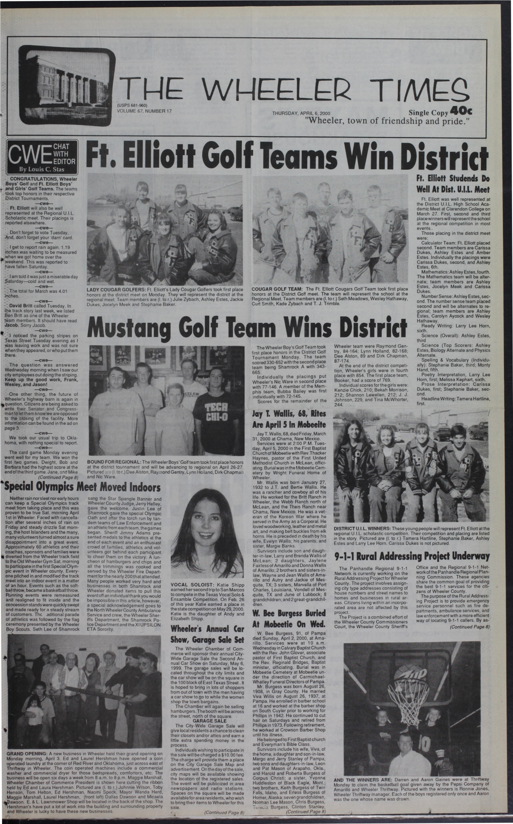 OWE CHAT E S District Mustang Golf Team