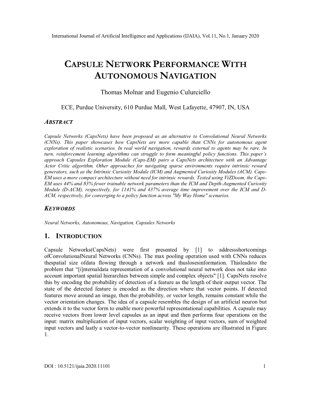 Capsule Network Performance with Autonomous Navigation