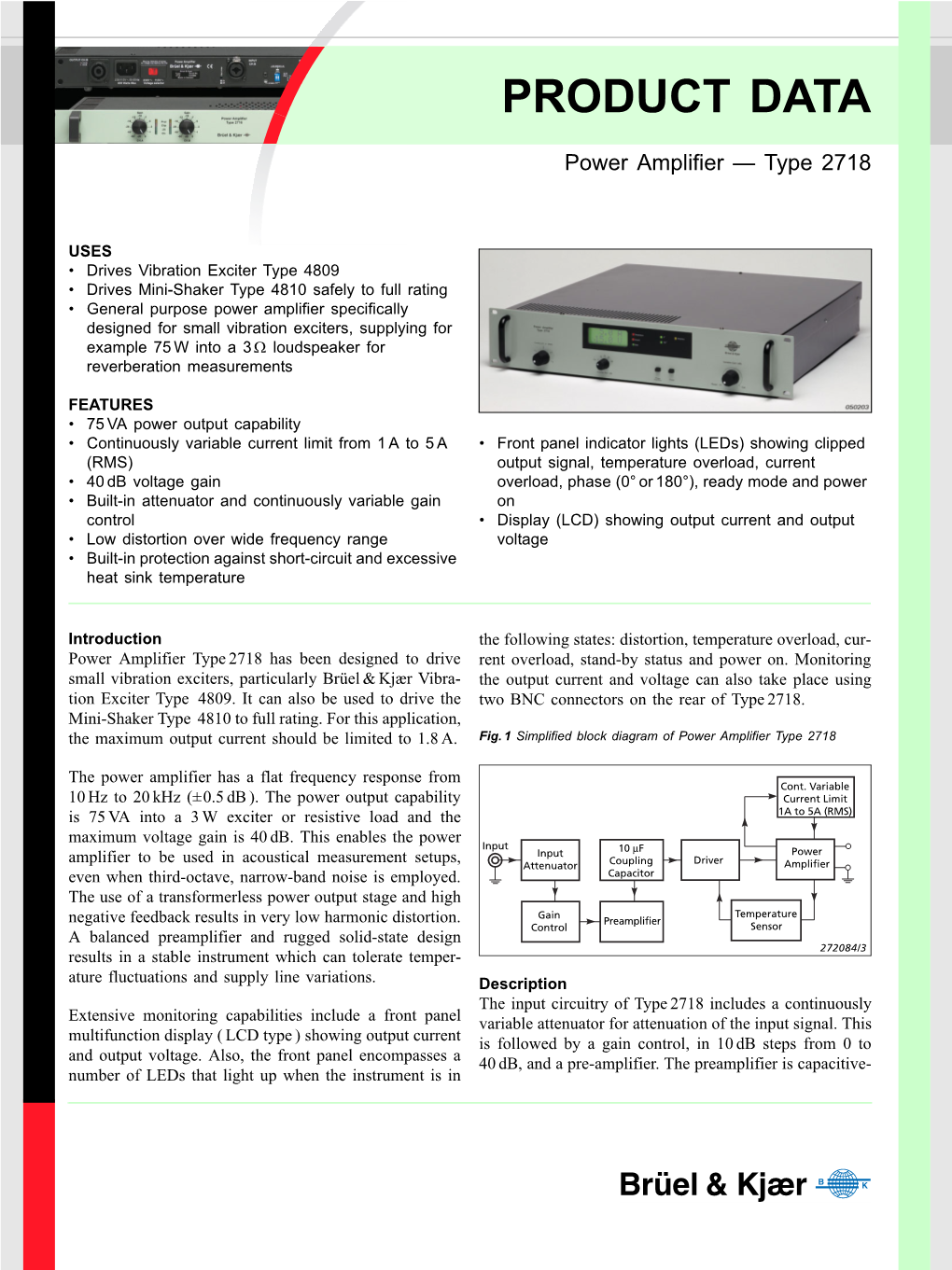 Product Data: Power Amplifier