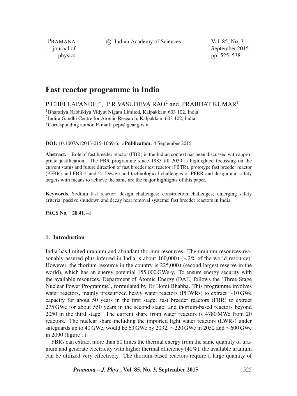 Fast Reactor Programme in India