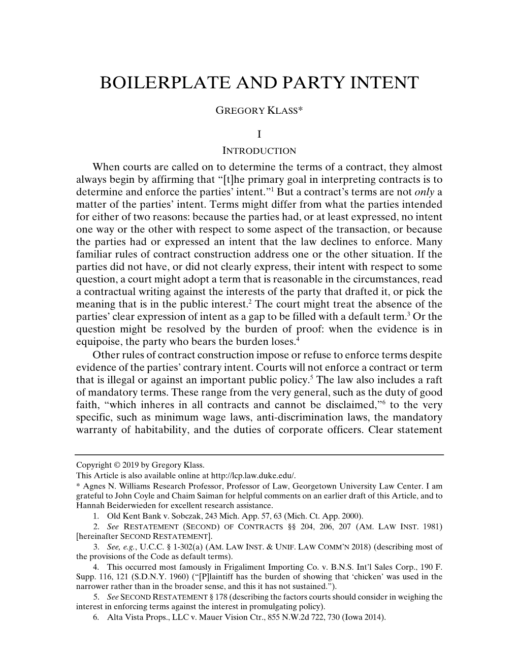 Boilerplate and Party Intent