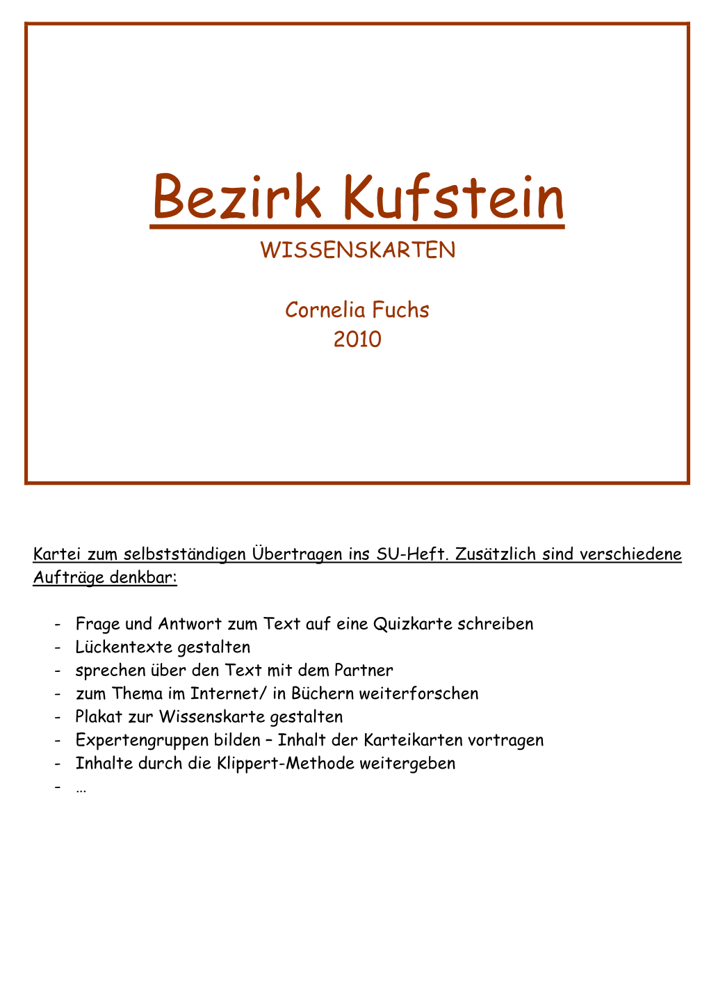 Bezirk Kufstein WISSENSKARTEN