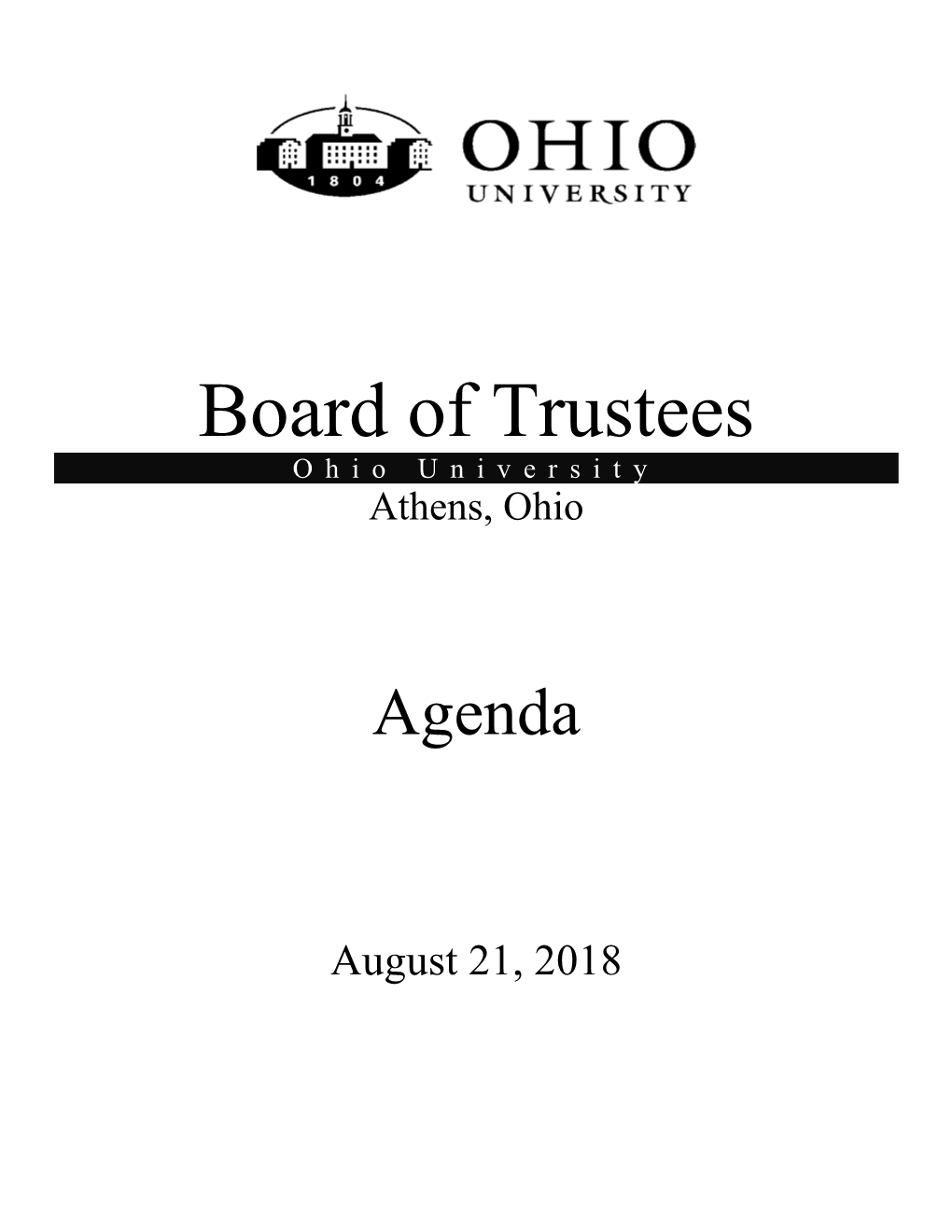 Board of Trustees Ohio University Athens, Ohio