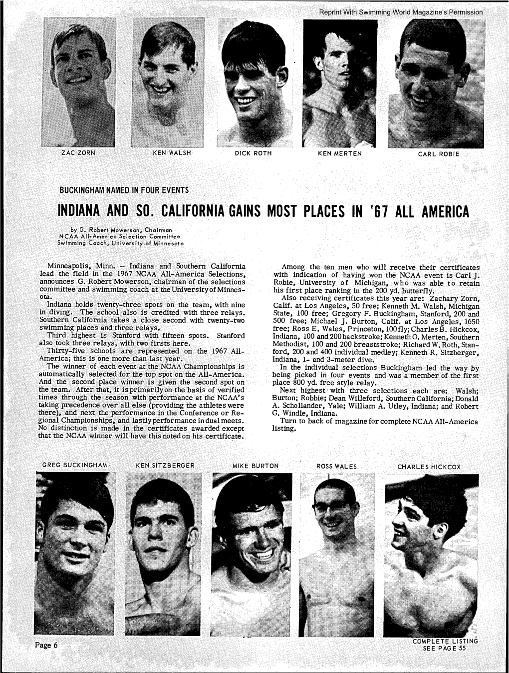 Ornia Gains Most Places in '67 All America