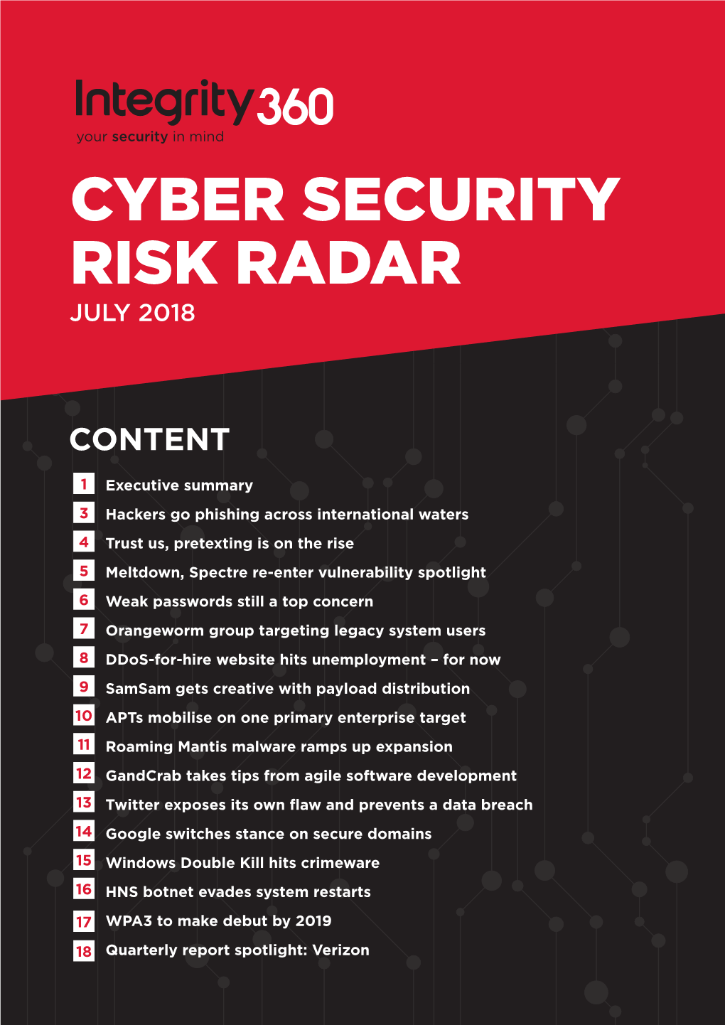 Cyber Security Risk Radar July 2018