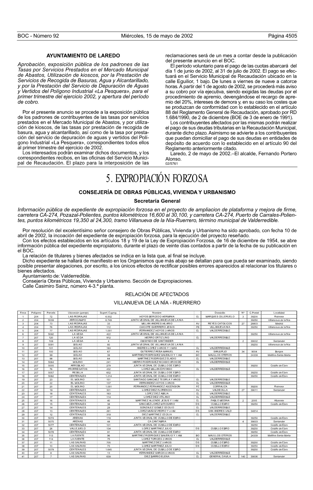 5. Expropiación Forzosa