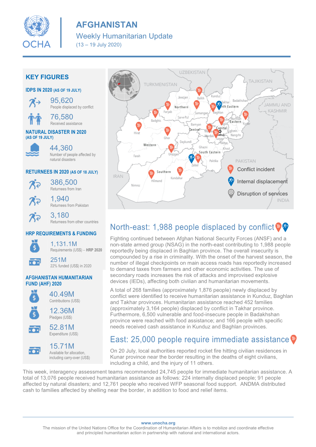 AFGHANISTAN Weekly Humanitarian Update (13 – 19 July 2020)