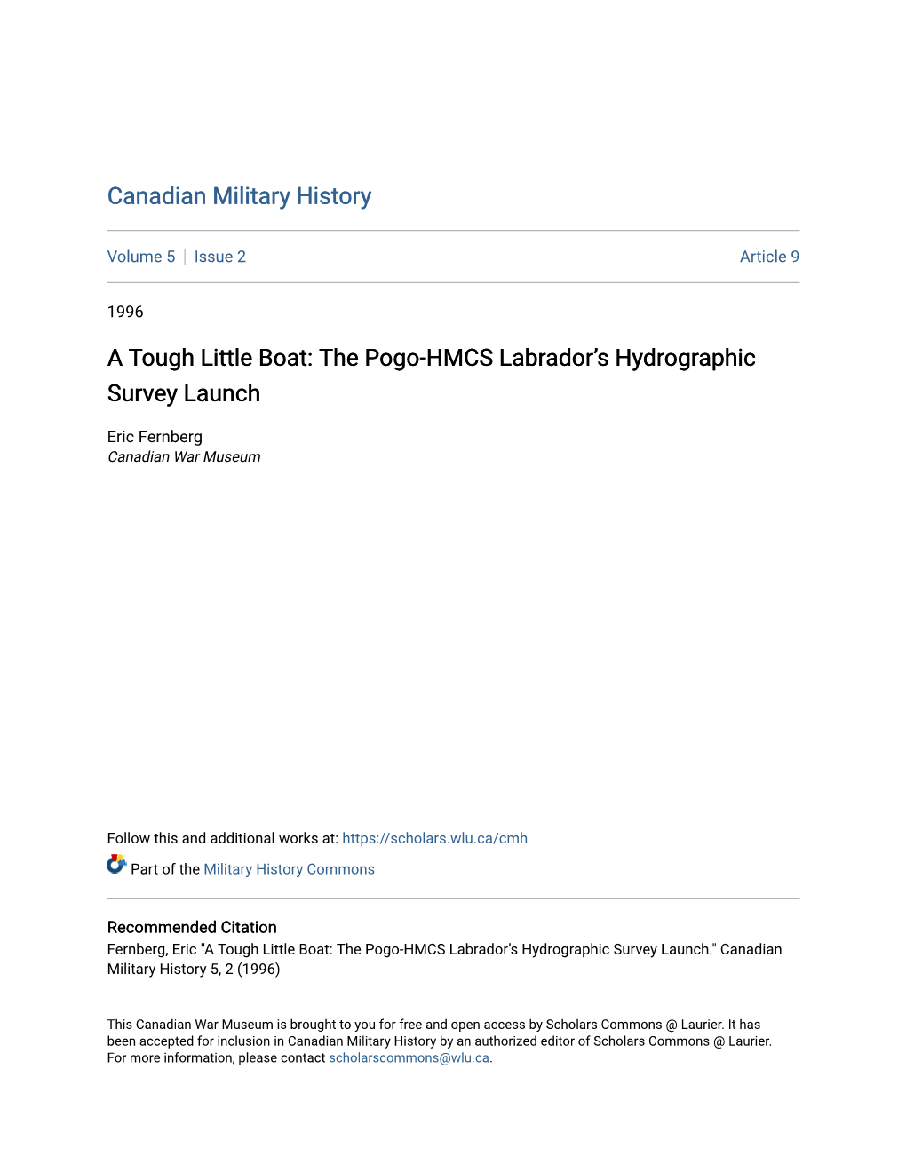 The Pogo-HMCS Labrador's Hydrographic Survey Launch