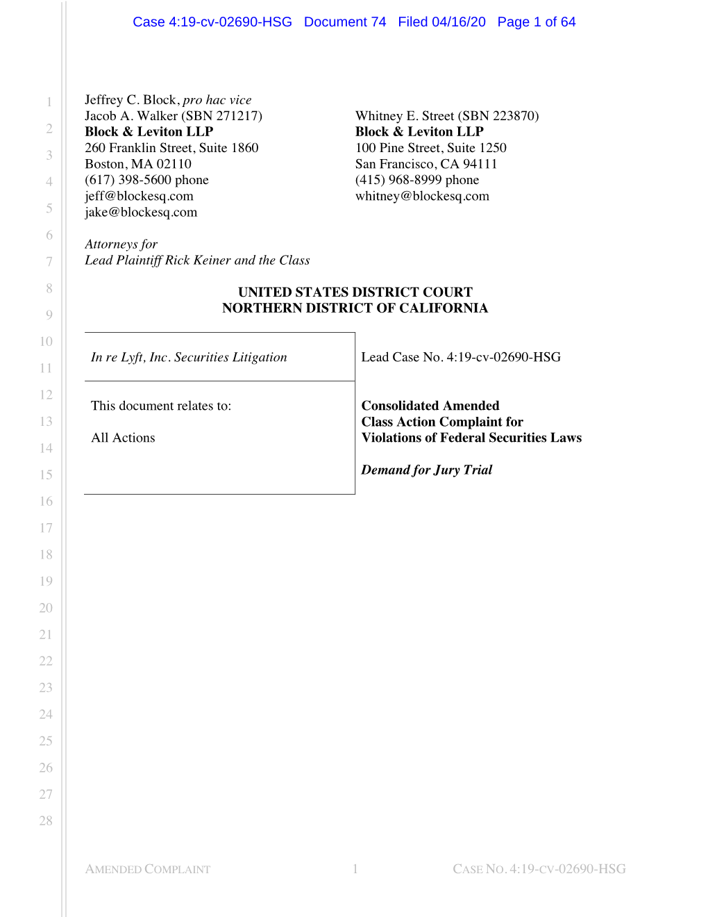 Lyft Amended Complaint