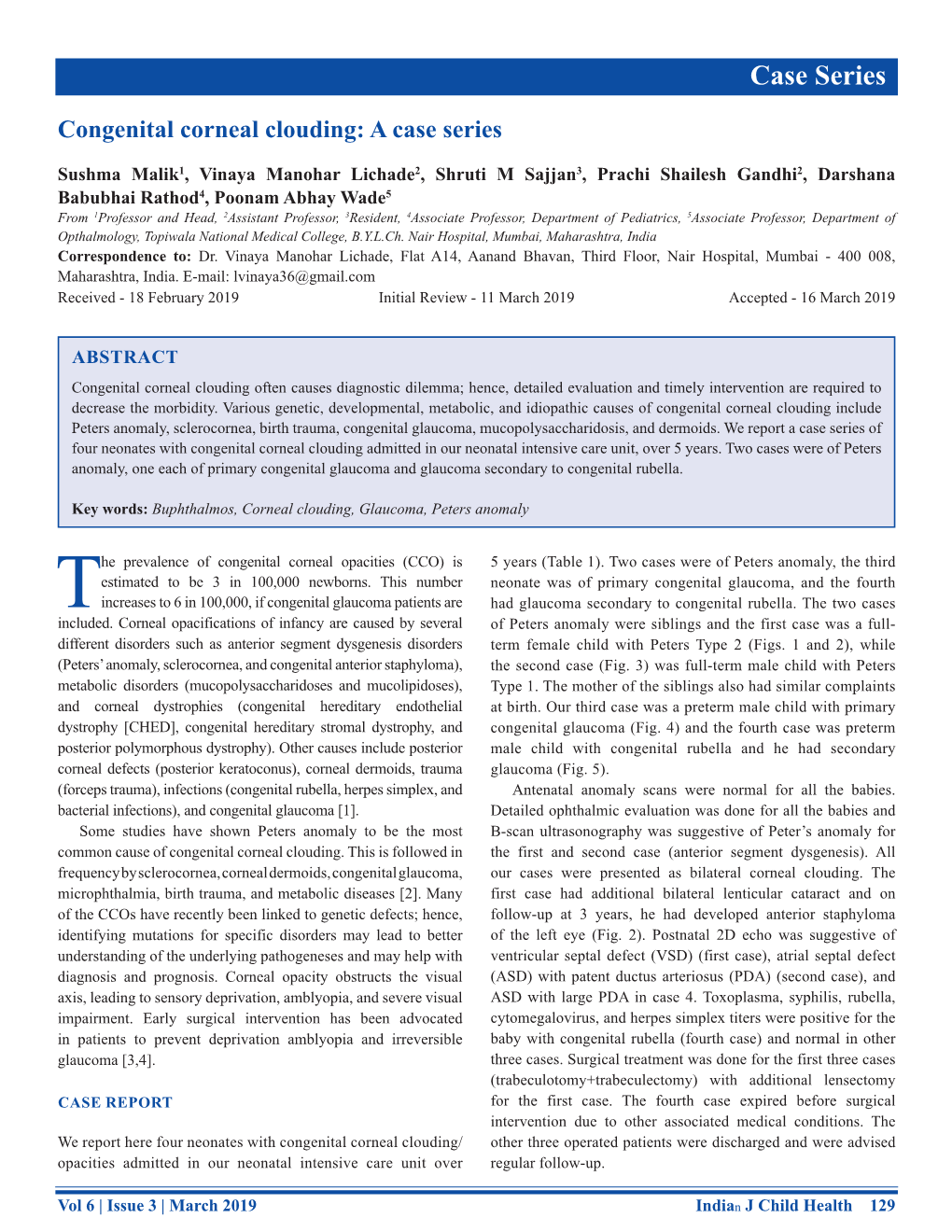 Congenital Corneal Clouding: a Case Series